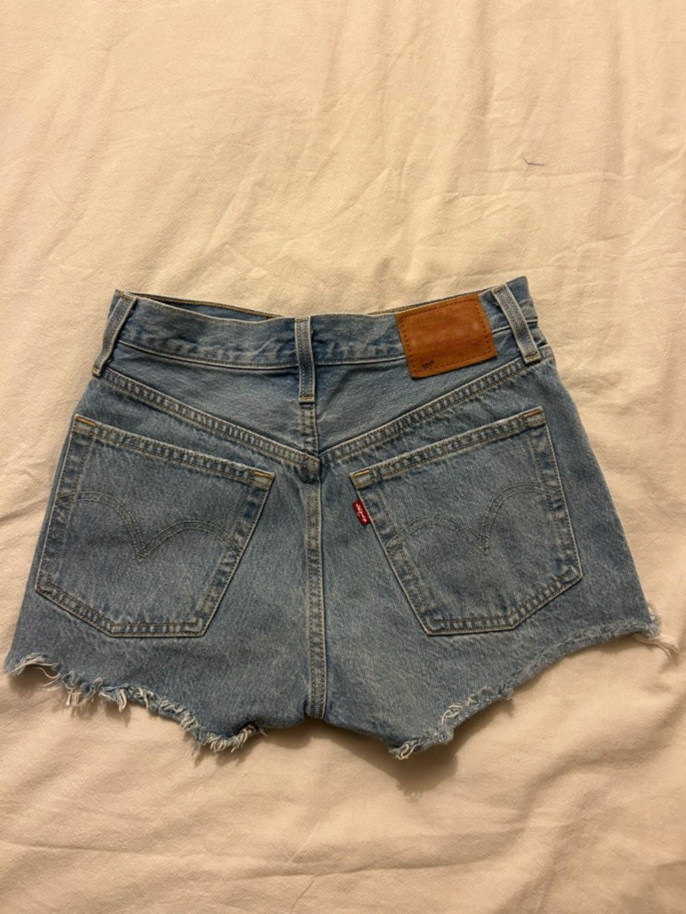 Levi's 501 Light Blue Distressed Cutoff Denim Shorts